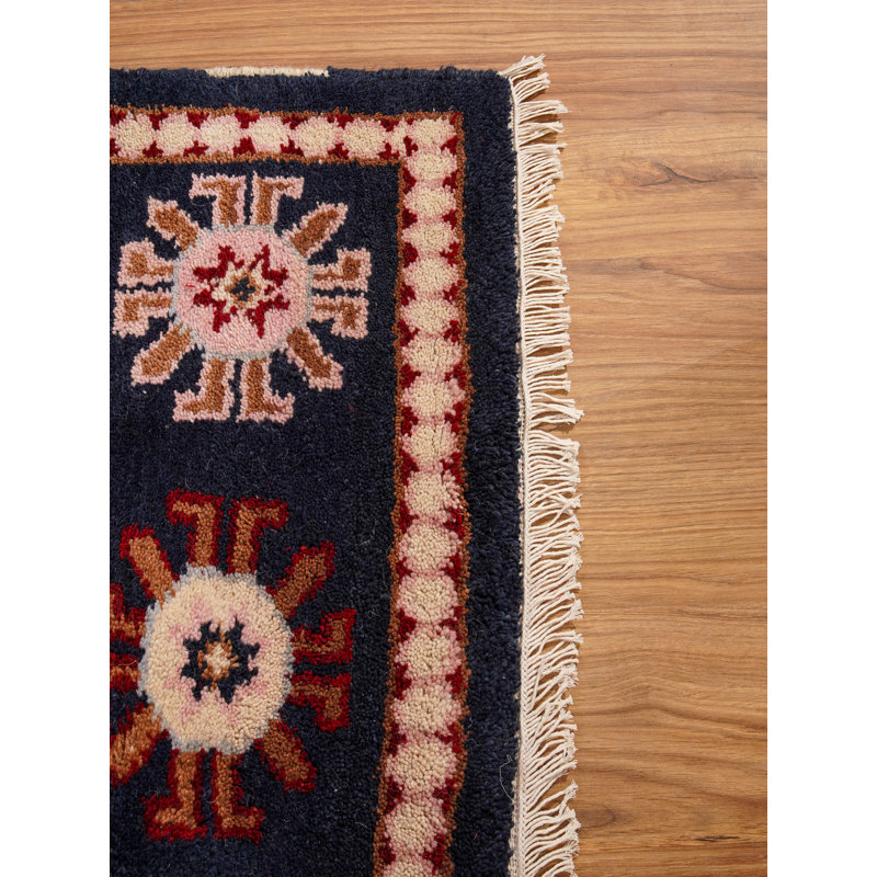 Tapis d'intérieur rectangulaire afghan oriental en soie noire et laine, fait à la main, Rectangle 9 pi x 12 pi