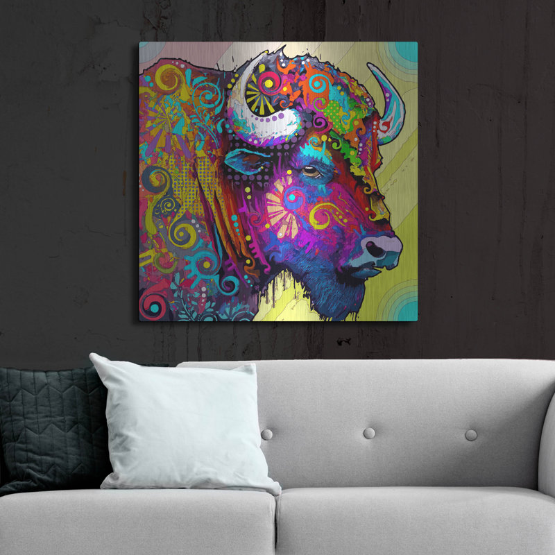 «The Profile Bison» par Dean Russo, H 36 po x l 36 po