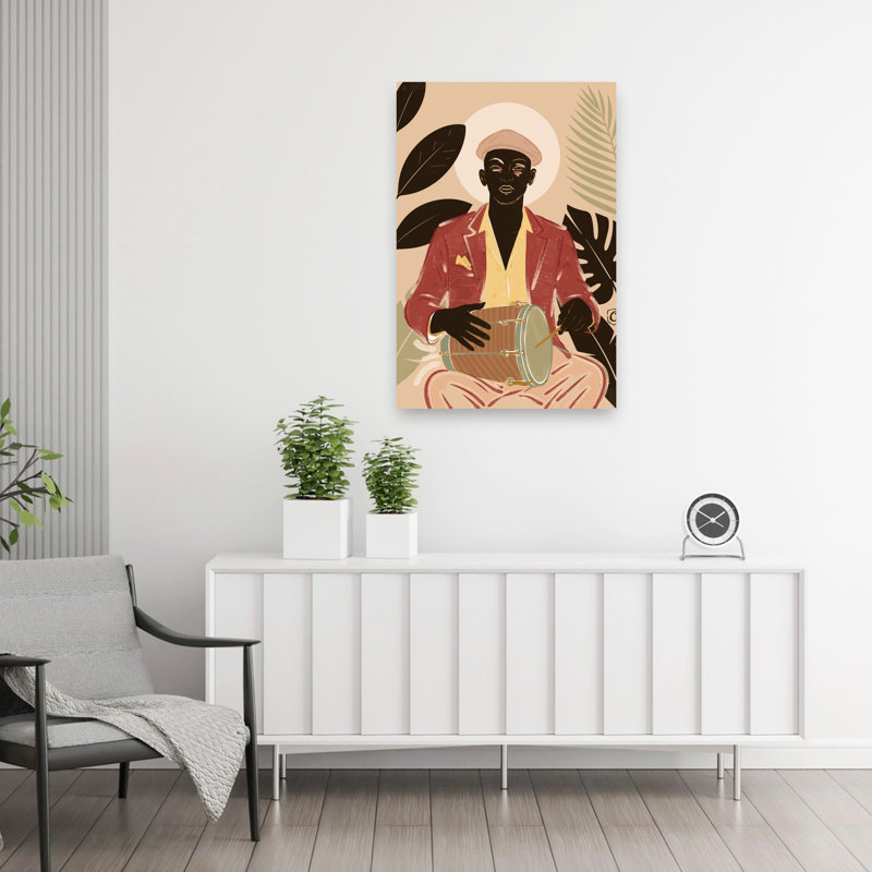 «Tropical Drummer Elegant Abstract Plant Tropical», reproduction d'art murale, 36" H x 24" W