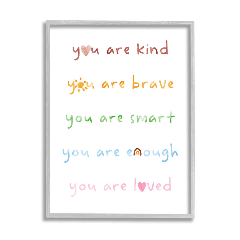 You Are Lived Uplifting List - art textuel sur bois, H 14 po x l 11 po x P 1,5 po, Cadre flottant gris lustré
