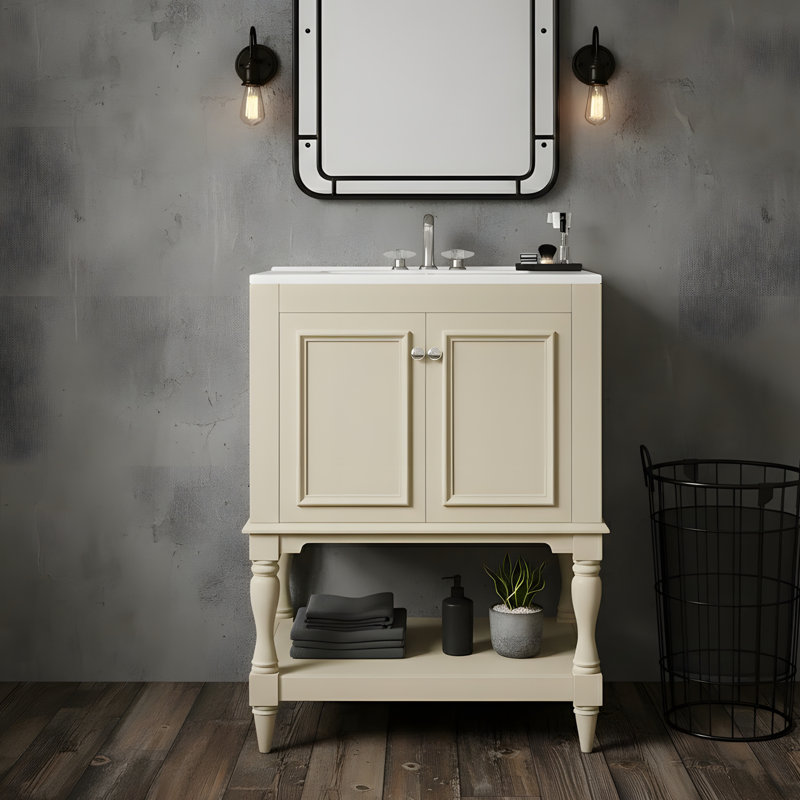 Meuble-lavabo moderne de luxe 24 po, Beige