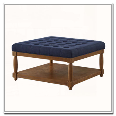 Upholstered Tufted Linen Ottoman Coffee Table