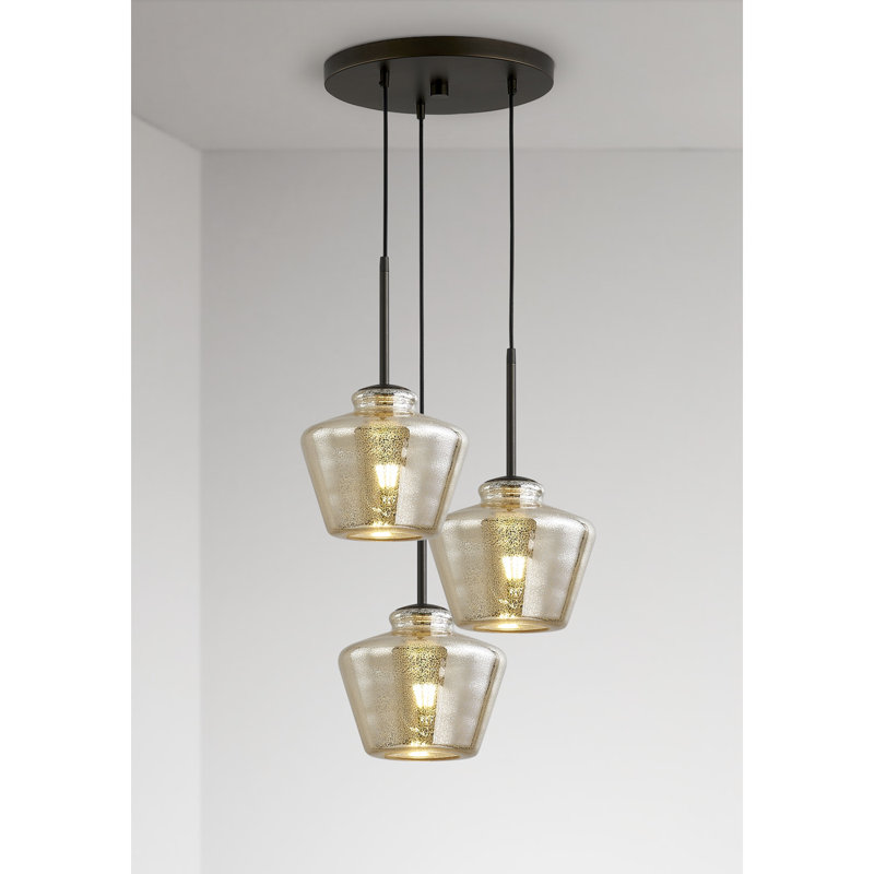 Luminaire suspendu à 3 lumières, Bronze foncé, Mercurisé
