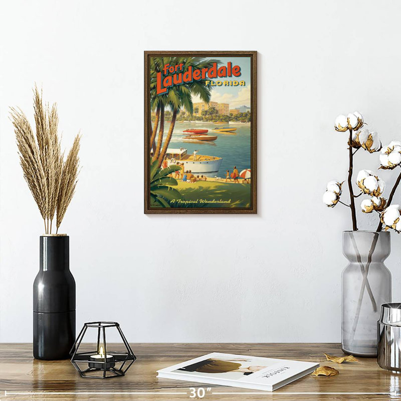 Fort Lauderdale, Floride, 9 po x 13 po, Cadre flottant noyer
