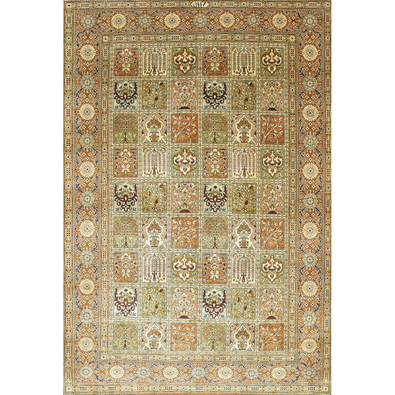 Tapis traditionnel brun / jaune, Rectangle 8 pi x 12 pi