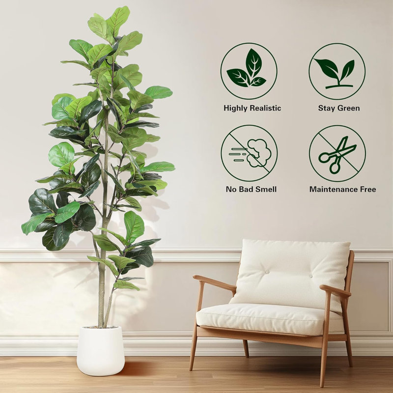 60" Artificial Fiddle Leaf Tree, 84" x 24"