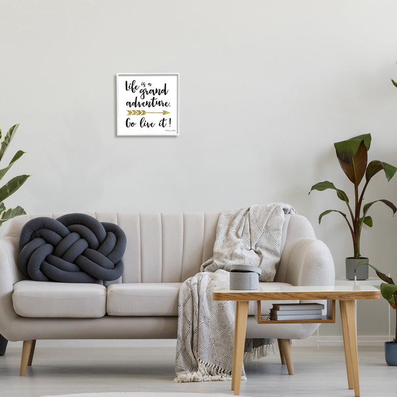 «Life Is A Grand Adventure», panneau d'inspiration bohème blanc, estampe numérique texturée de Susan Ball, H 12 po x l 12 po