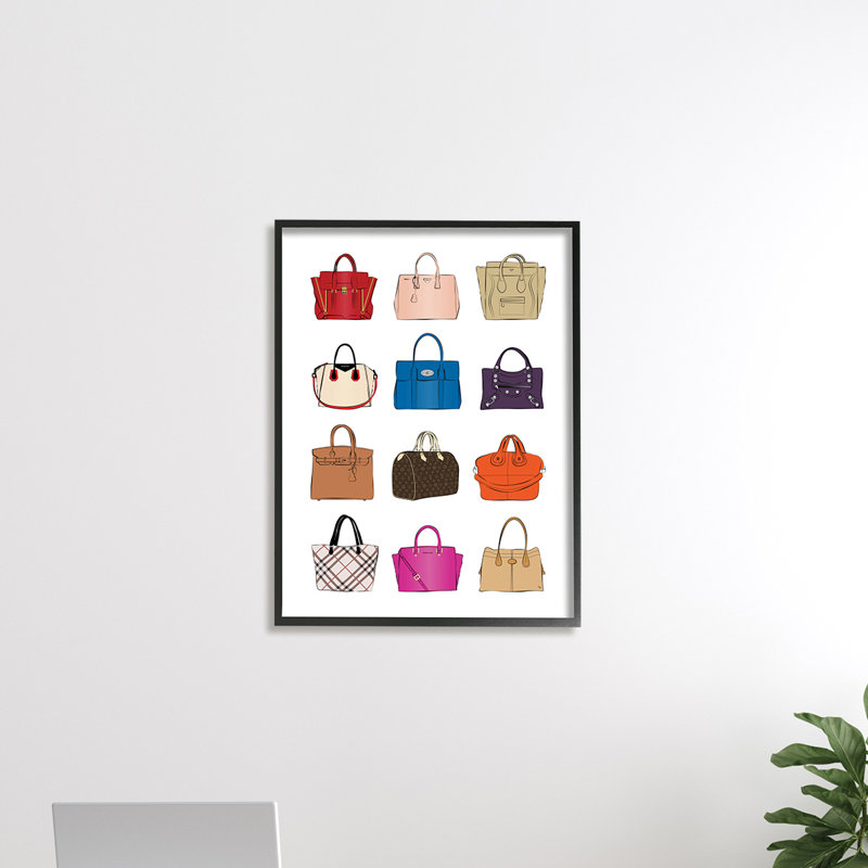 Tableau de sac à main Glam Designer, Giclée encadrée noir minuit, H 30 po x l 24 po