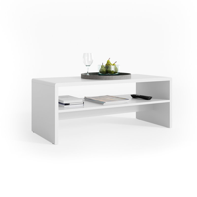 Aleksa Sled Coffee Table with Storage, White