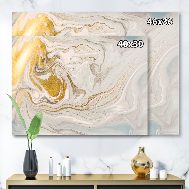 Pastel and Gold Glitter Marble - Reproduction d'art sur toile encadrée, H 36 po x l 46 po, Toile tendue, Sans cadre