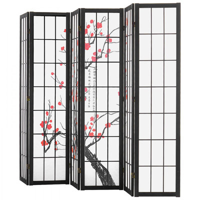 Room Divider, 6 Panel Japanese Room Divider Screen, Wood Folding Privacy Screen Indoor by Astoria Grand
