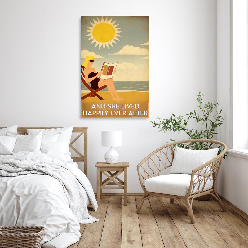 " Beach And She Lived Happily Ever After - 1 Piece Rectangle Graphic Art Print On Wrapped Canvas ", 36" H x 24" W x 1.25" D