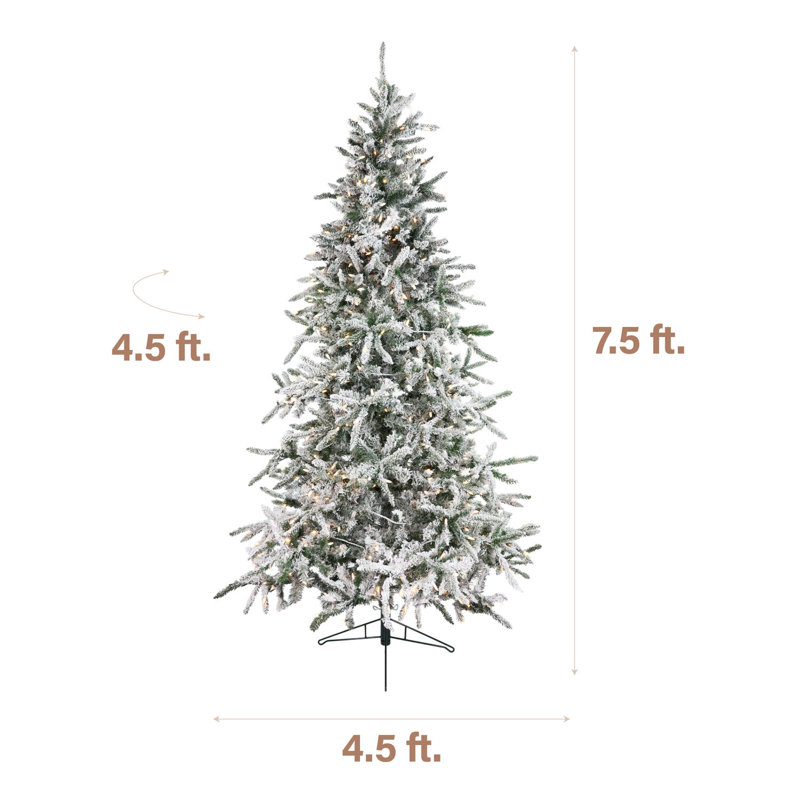 Mountain 7.5' White Pine Artificial Christmas Tree with 550 Clear/White Lights, White