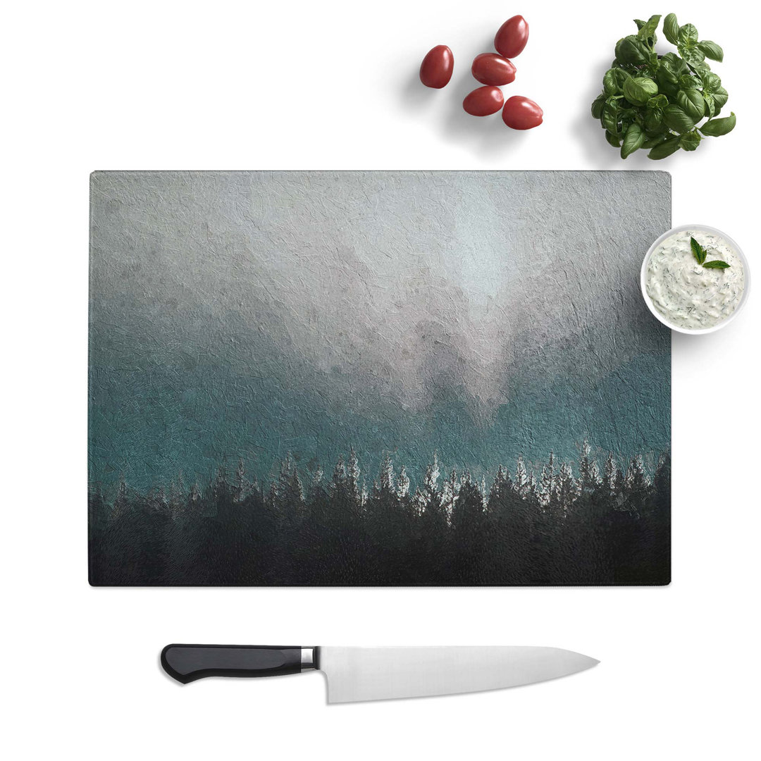 Tempered Glass Sunlight over the Forest Chopping Board