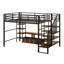 Maximiser l'espace Lit mezzanine en métal avec escalier intégré, table de rangement basse et tablettes