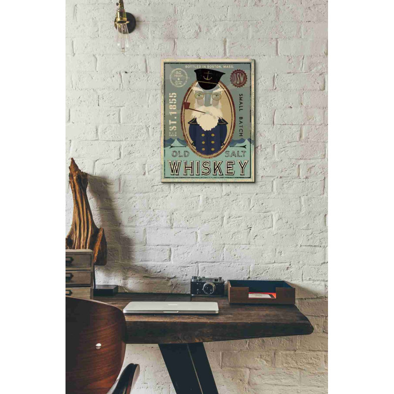 «Fisherman III Old Salt Whiskey» par Ryan Fowler, art mural sur toile, H 16 po x l 12 po x P 0,75 po