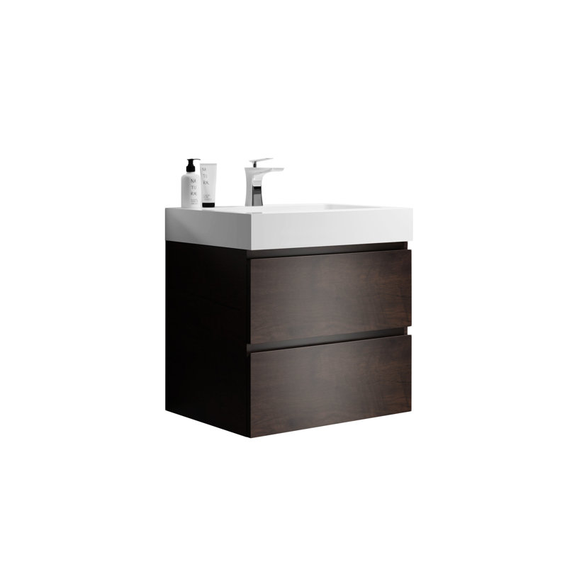 U005-Alice24-201 Alice 24"  Bathroom Vanity With Sink, Blanc, Noyer