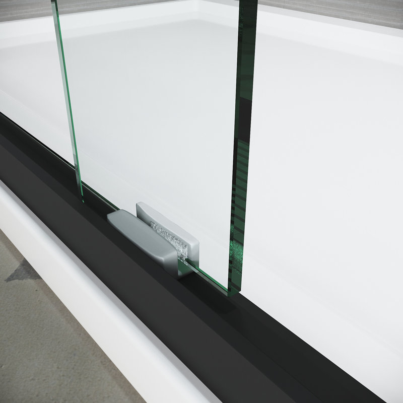 56-60 In. W X 62 H Bathtub Sliding Door, Matte Black Semi , Thick Tempered Glass, Stainless Steel And Strong Handles Tub Clear 304 Rust-