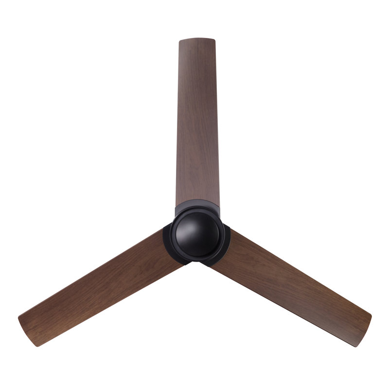 Ambit Flush Mount Ceiling Fan, Mahogany, Wall Control, Matte Black