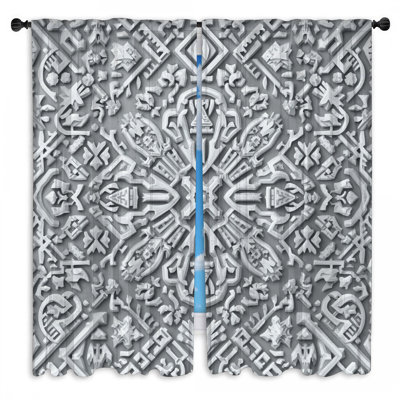 Ornement de rideau de fenêtre complexe à motif de reliefs obscurcissant - 2 panneaux