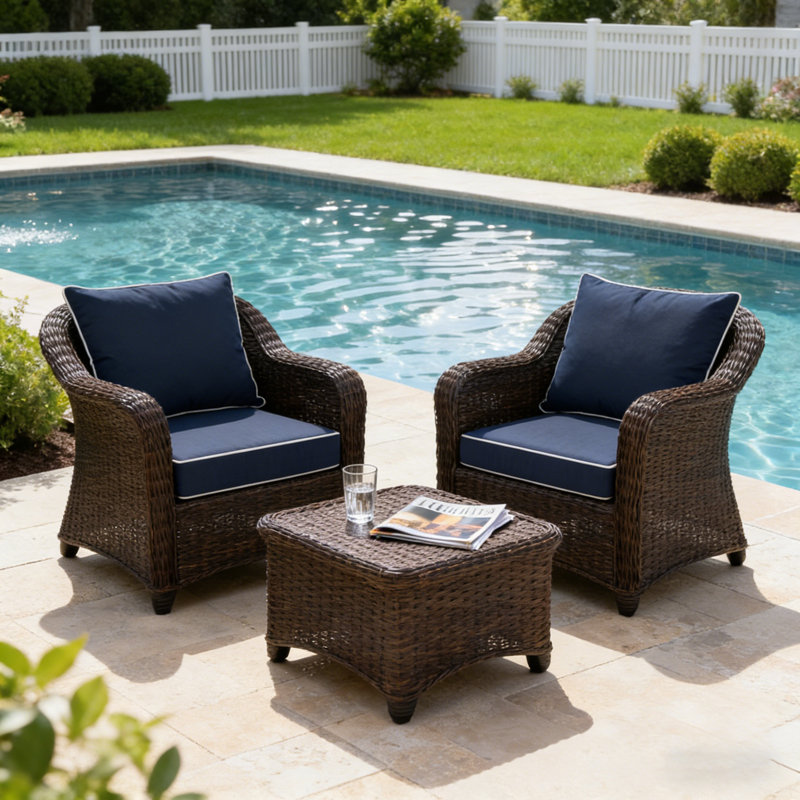 Fade Resistant Outdoor Chair Cushions Set Of 2, Deep Seat Patio Cushions 22 X 22 With Removable Cover, 28D High Resilience Foam Replacement Outdoor Seat Cushions With For Sofa, Adirondack Chair, Sectional,Navy Blue