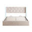 European Double (140X200cm) & King (160X200cm) Velvet Ottoman Bed,  Glam Wingback Storage Frame With LED Lights, Beige-755022701