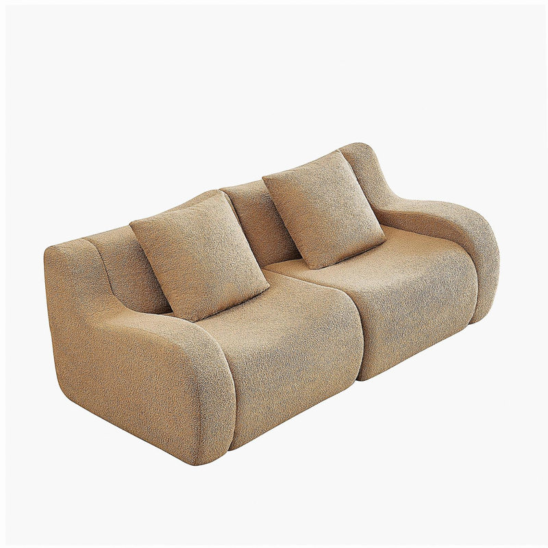 Canapé doux en tissu pelucheux sans os, sans assemblage requis, conception épurée, conception antidérapante 32D, éponge à haute densité pour salon, chameau