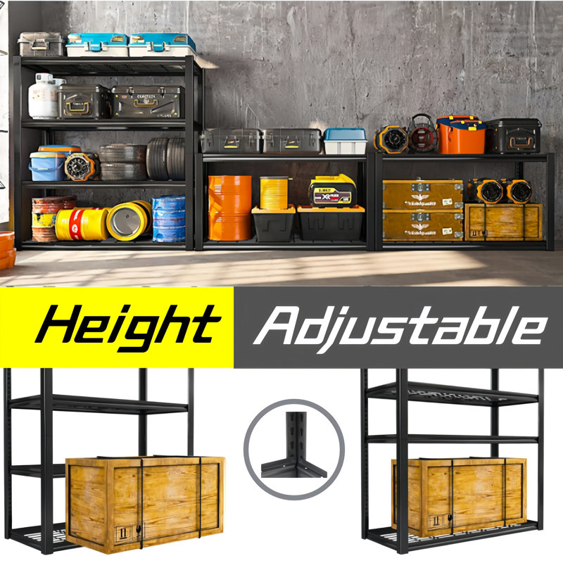 Tablettes de rangement en métal robustes à 5 niveaux. Capacité de 3000 lb, réglable. Rouille. Pour la cuisine, le sous-sol, le garage. 72 po x 47,2 po x 17,7 po. Tablettes réglables faciles à installer. Capacité de charge. H 72 po x l 47,2 po