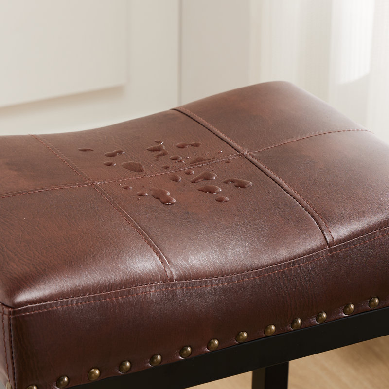 Michille Saddle Upholstered 24.21" Counter Stool, Brown/Black, 2