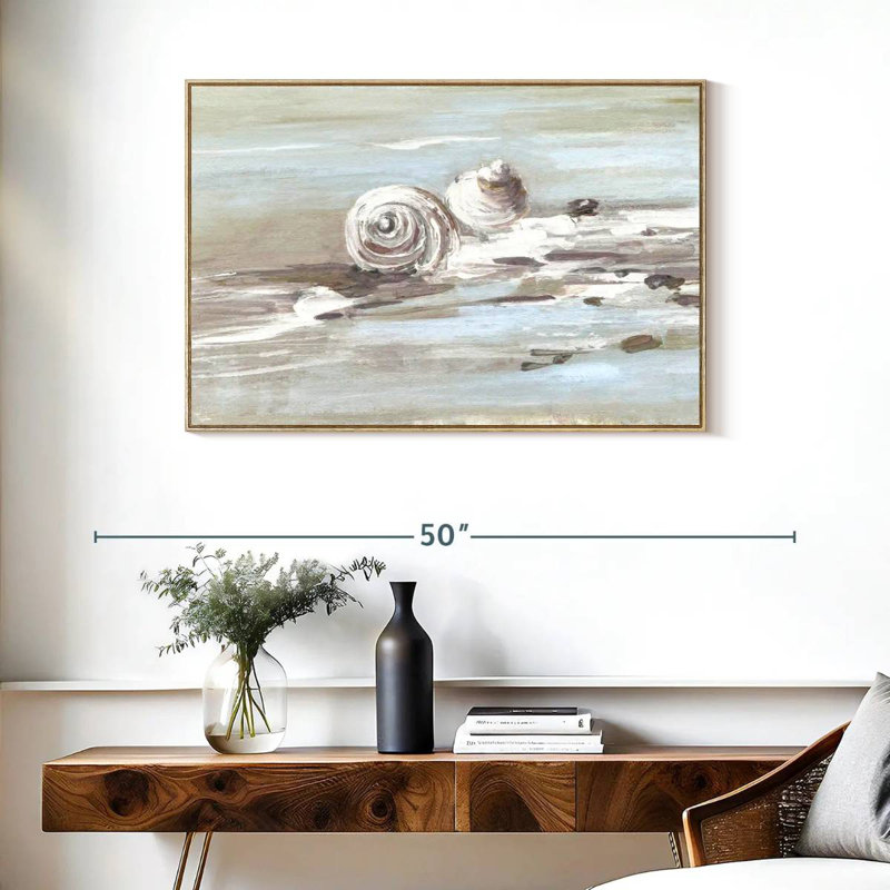 Lavé à terre II, Cadre flottant en bois naturel, 37 po x 25 po