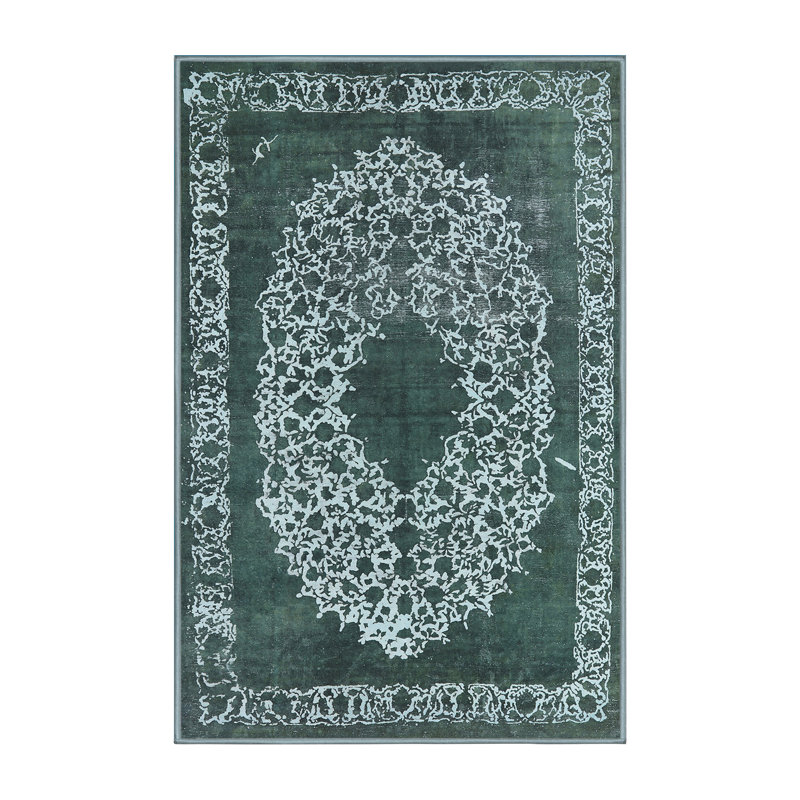 Tapis vert de style oriental, Rectangle 8 pi x 10 pi