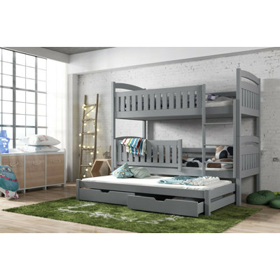 Aleena Bunk Bed with Storage Included with Built-in Ladder Included with Trundle Included