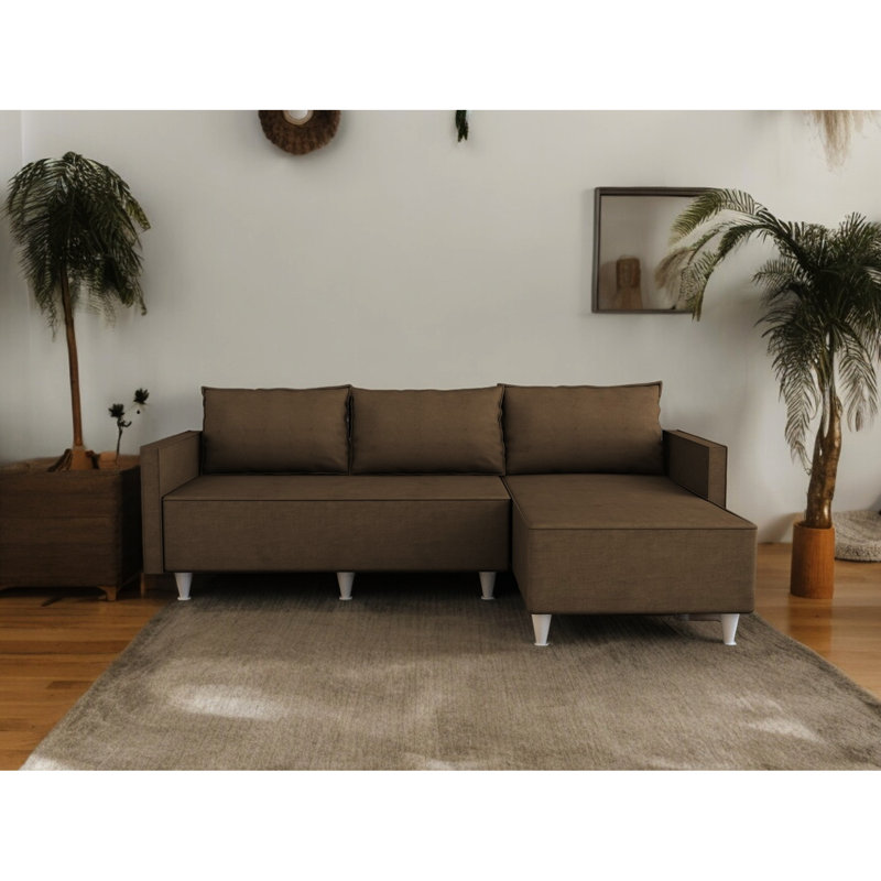 Brown Sectional - Reversible Design For Diverse Room Arrangements, 5 With Foam And Solid Wood, Quick Assembly Required In Cozy Wood Base, Easy Living Area