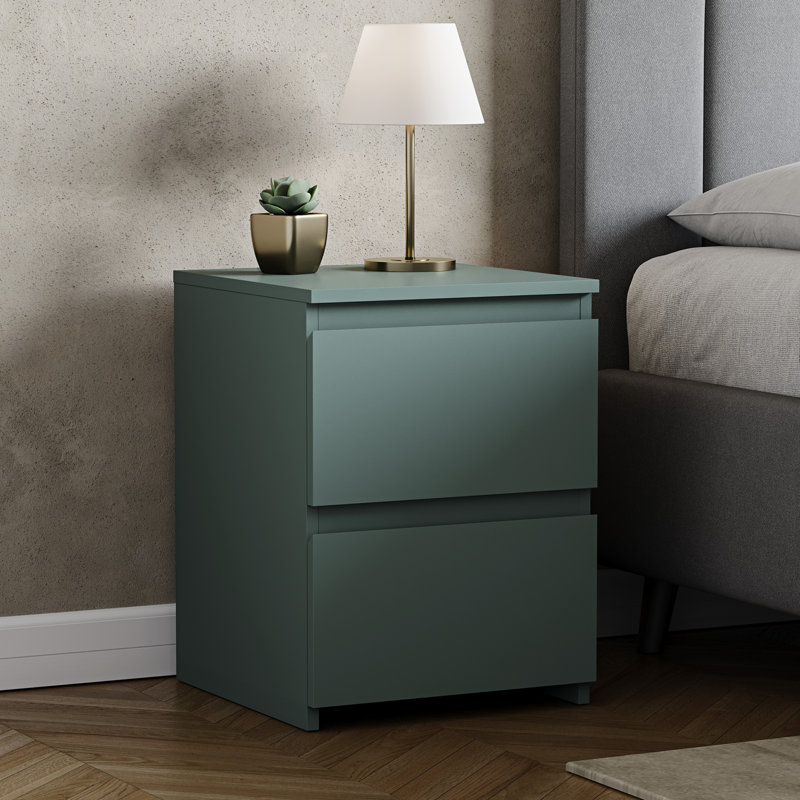 Cunha 2 - Drawer Large Bedside Cabinet Bedroom Furniture, Green
