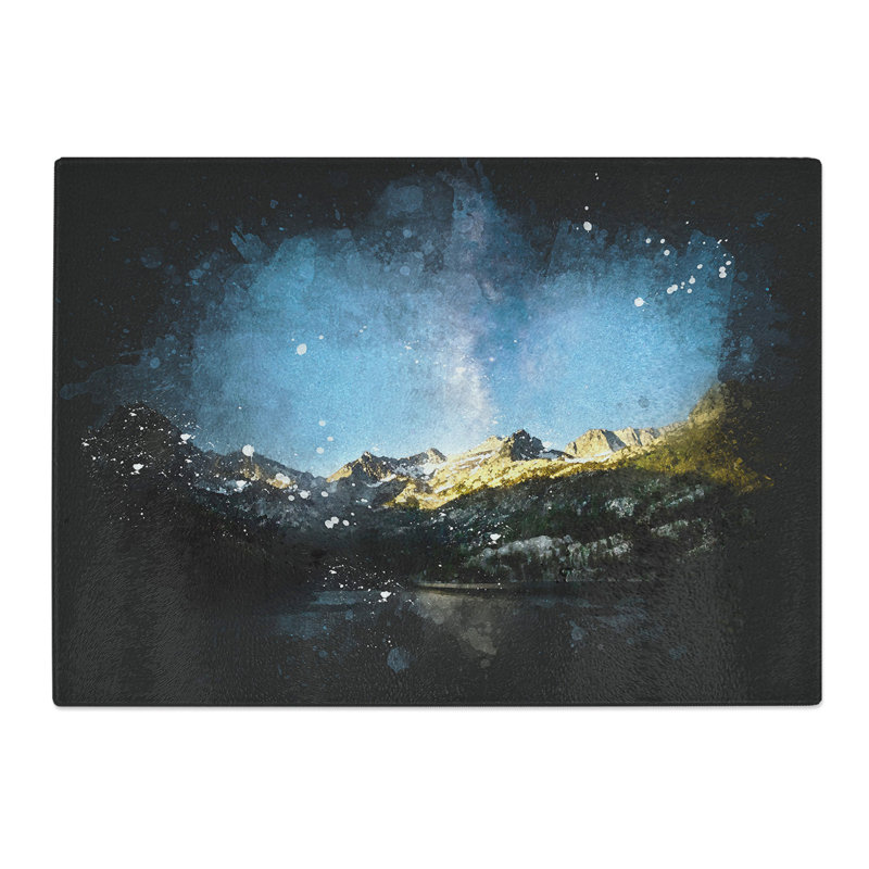 Milky Way Above Bishop California Paint Splash Chopping Board, 28.5cm W x 39cm L