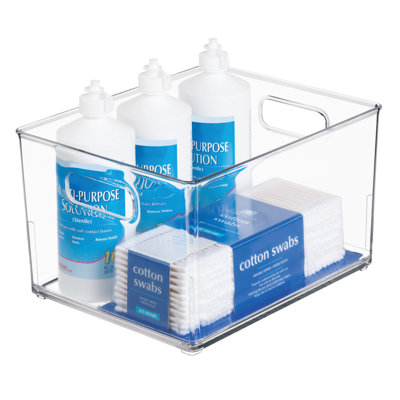 iDesign Small Plastic Bathroom Storage Bin with Handles - Clear