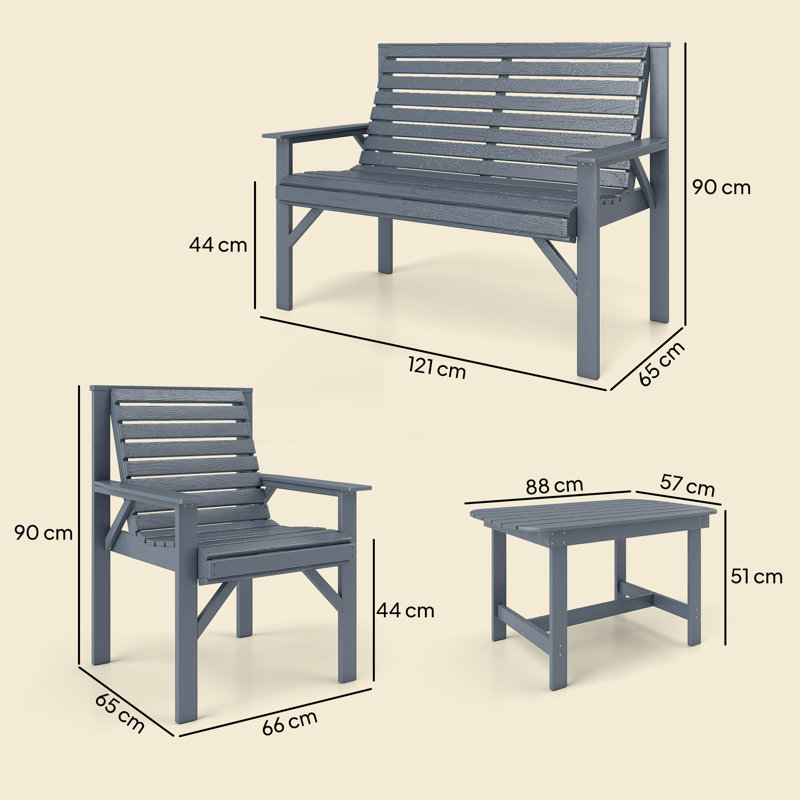Garden Sofa Set, Grey Embossed Finish