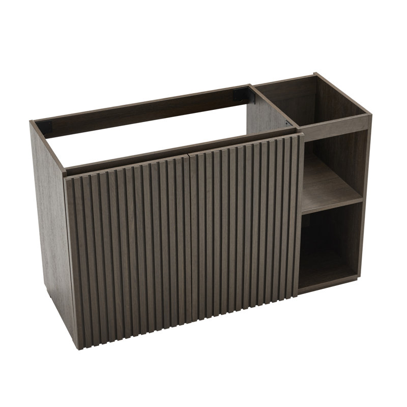 Meuble-lavabo flottant mural de 48 po avec tiroirs noirs doux GALAN pour salle de bain moderne pré-assemblé, Marron foncé