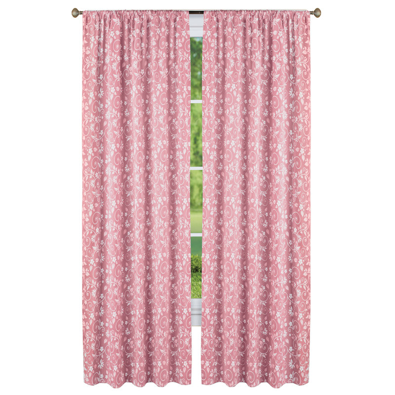 Panneau de rideau semi-transparent en microfibre, Rose, L 52 po x L 84 po