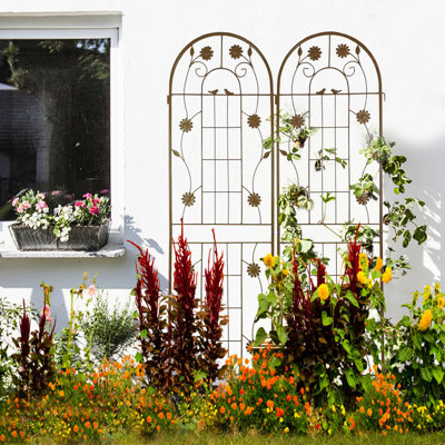Treillis en métal 71 po x 19,7 po antirouille, blanc crème pour les jardins extérieurs, supporte la gloire du matin, pois, assemblage simple, paquet de 4 jardin 71 po x 19,7 po, métal antirouille, blanc, support floral, plantes grimpantes faciles