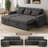 Upholstered Sleeper Sofa with Pull-Out Bed & Chaise Lounge - Wide Storage Arms & Side Pockets for Living Room, Bedroom, or Home Office-889411535