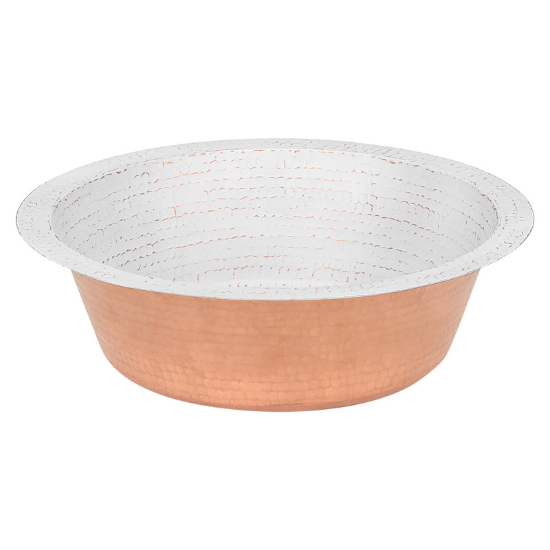 12" Round Hammered Bar Sink w/ 2" Drain Opening, White