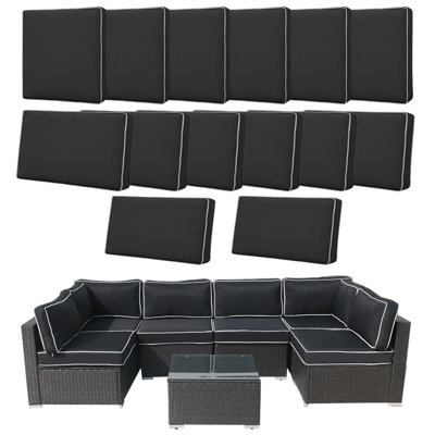14-Piece Outdoor Cushion Cover Set | Replacement for 6-Seater Patio Sofa | Zipper Closure and Machine Washable Fabric