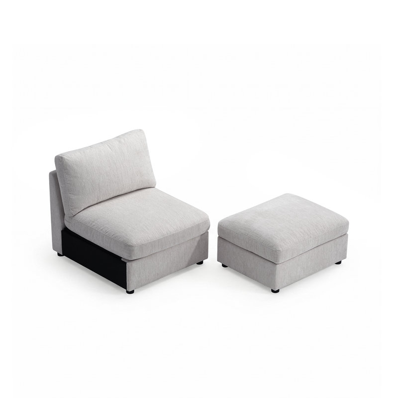Fauteuil d'appoint modulaire sans accoudoirs avec rangement Rialto Modern, Gris