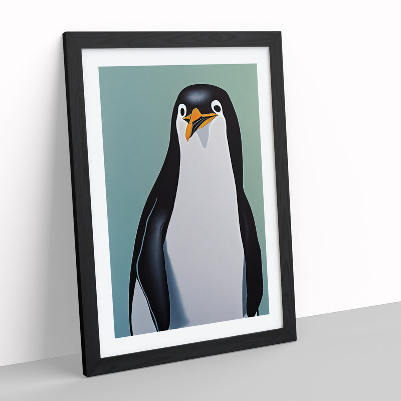 Awesome Penguin - Single Picture Frame Print, Black Framed, 64cm H x 46cm W x 2cm D