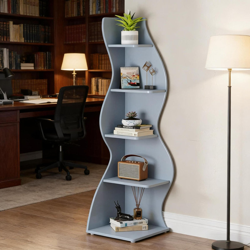 Bibliothèques spacieuses en bois, design bleu moderne pour la maison et le bureau