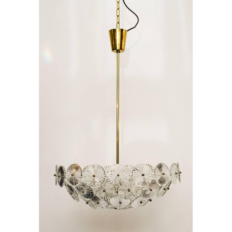 Lustre empire en laiton 12 lumières Murana, Laiton brossé, Blanc, 20" Wide x 28" Height