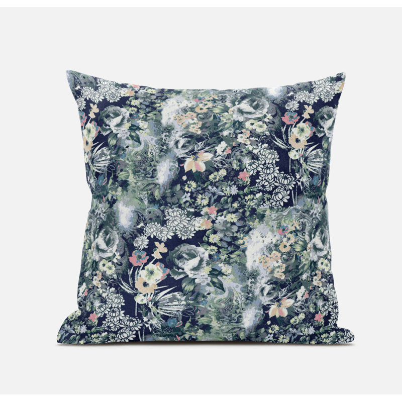 Oreiller en faux suède Sea Garden, H 16 po x l 16 po, Vert, indigo