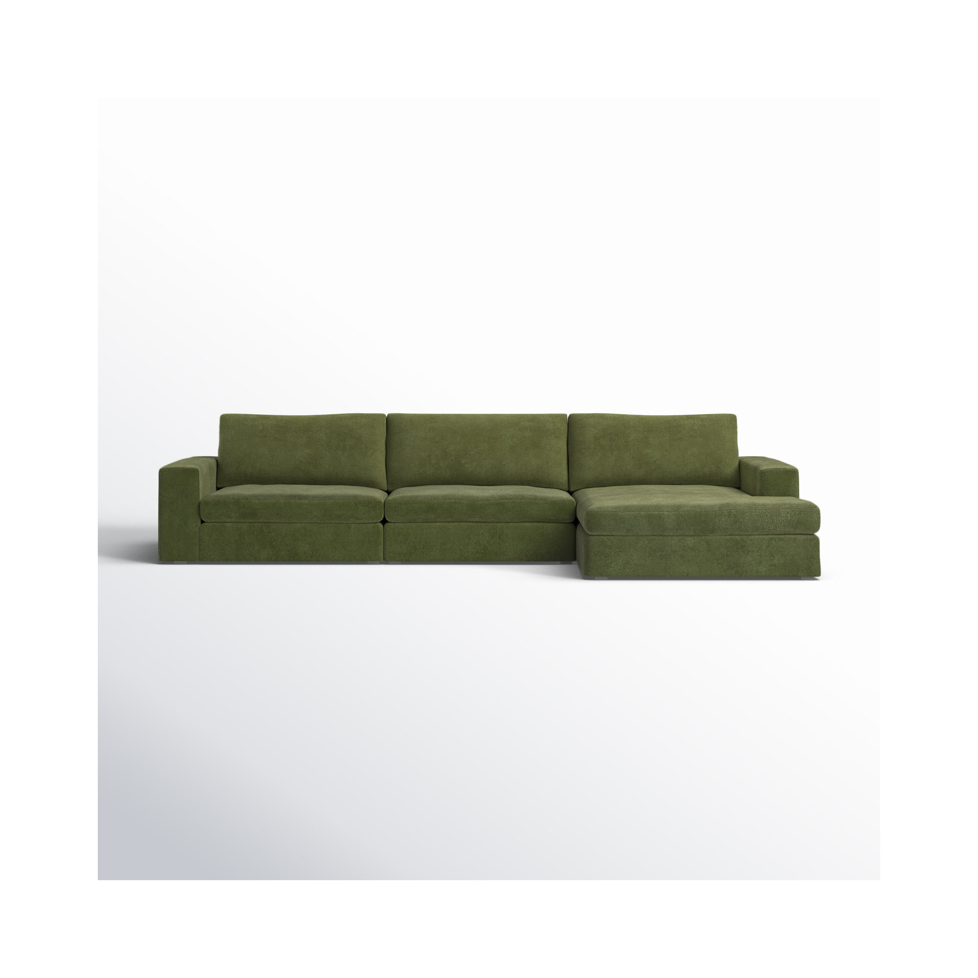 Ojai 3 - Piece Upholstered Sectional, Olive Green Chenille, Right Hand Facing