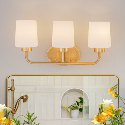 3-Light Modern Gold Bathroom Vanity Light